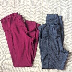 Avia Women's Maroon & Charcoal High Waist Active Yoga Dance Leggings L 12-14